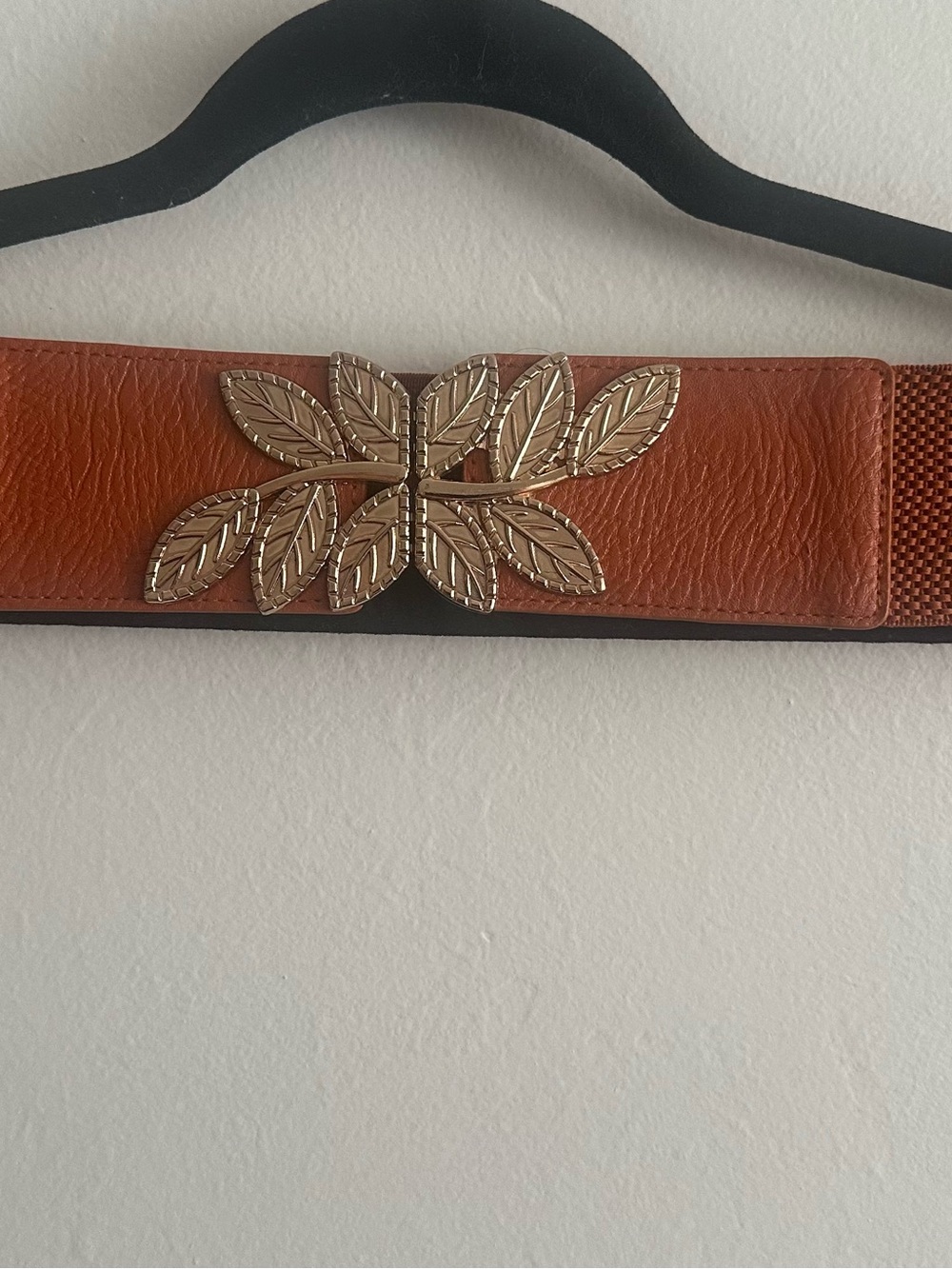 Women's Brown Leaf Buckle Stretch Belt - Unbranded